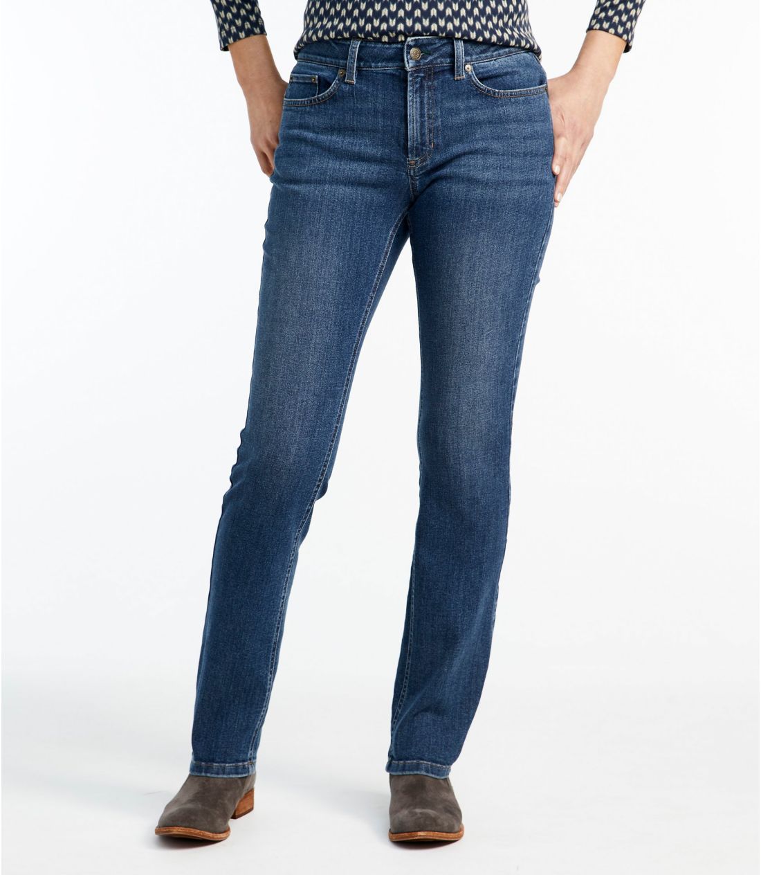 �r�[���t���b�N�X�E�W�[���Y�A�~�b�h���C�Y�@�X�g���[�g���b�O�^Women's BeanFlex Jeans, Mid-Rise Straight-Leg