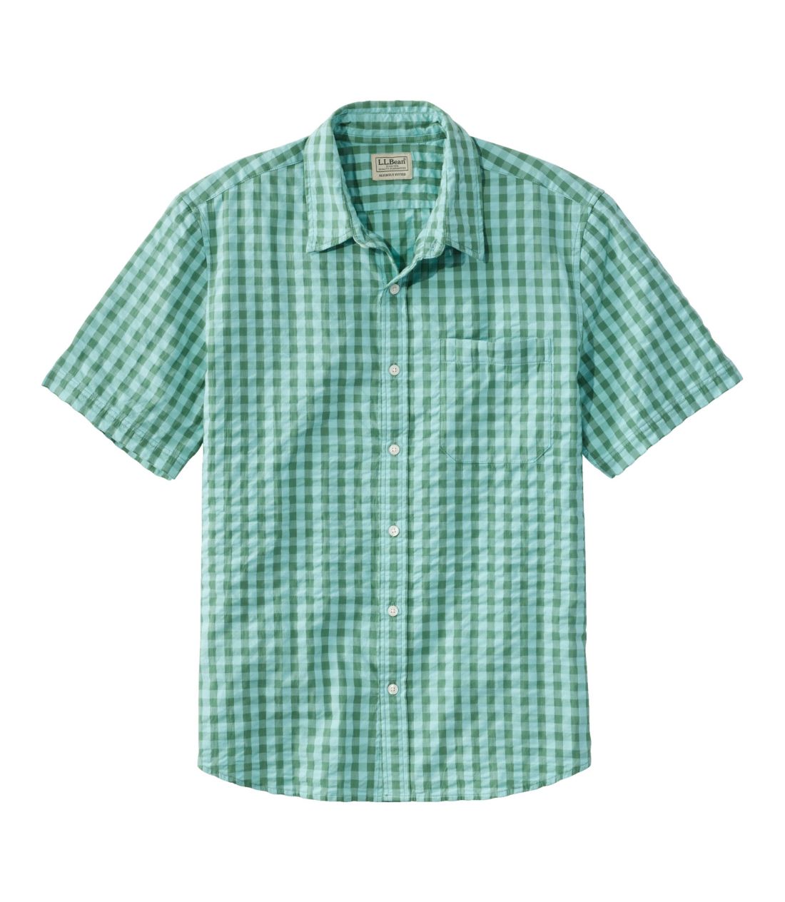 �I�[�K�j�b�N�E�R�b�g���E�V�A�T�b�J�[�E�V���c�A�����@�v���b�h�^Men's Organic Seersucker Shirt Short Sleeve Slightly Fitted Plaid