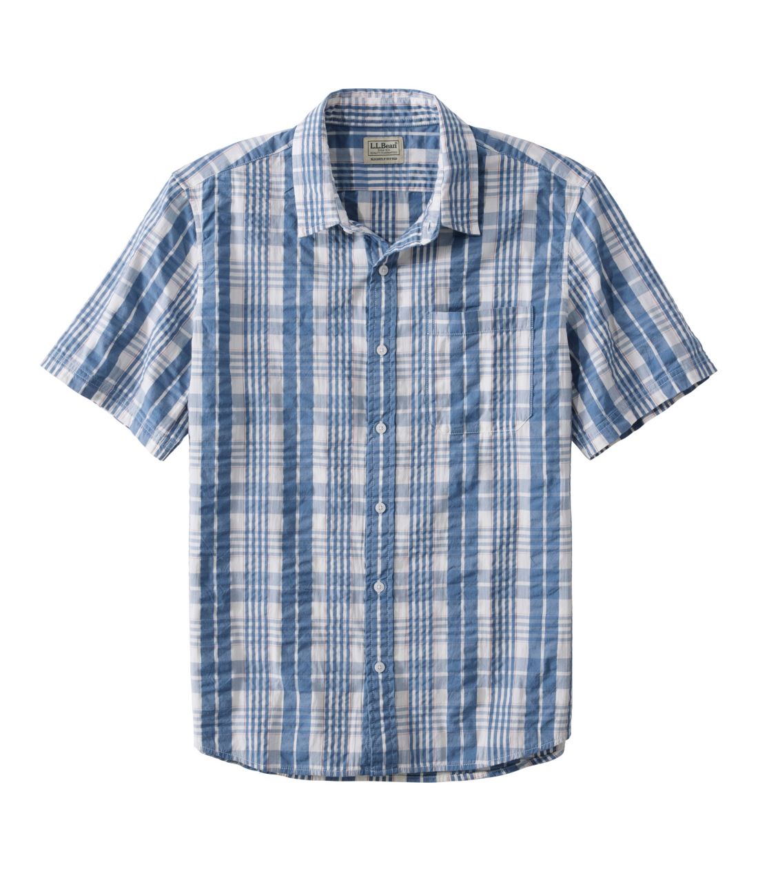 �I�[�K�j�b�N�E�R�b�g���E�V�A�T�b�J�[�E�V���c�A�����@�v���b�h�^Men's Organic Seersucker Shirt Short Sleeve Slightly Fitted Plaid