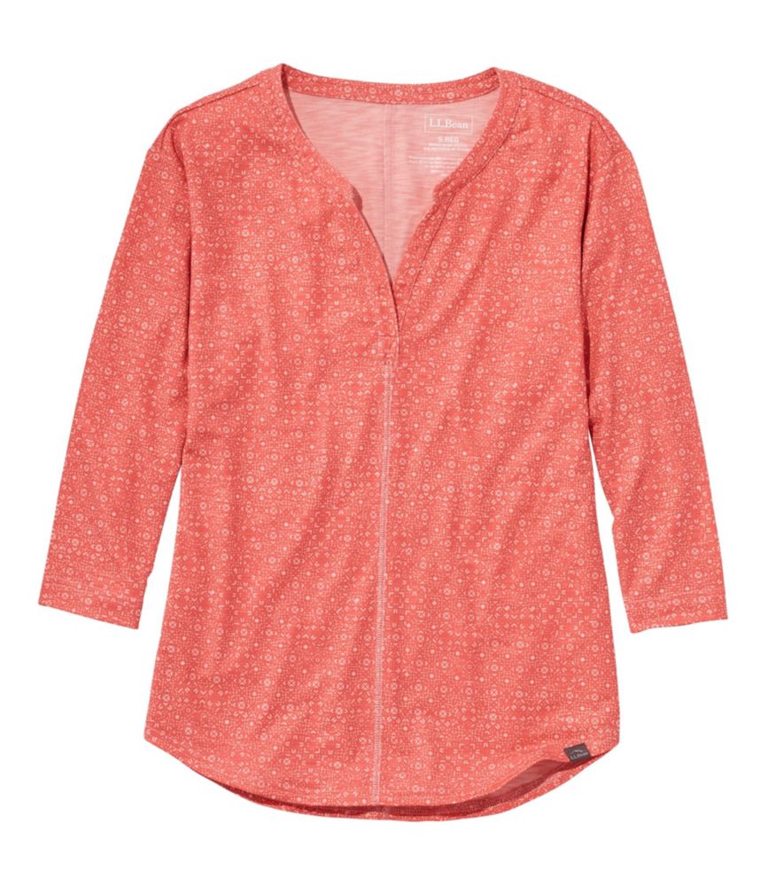 Xg[TChEeBA7䑳@XvbglbN@vg^Women's Streamside Tee, Three-Quarter-Sleeve Splitneck Print