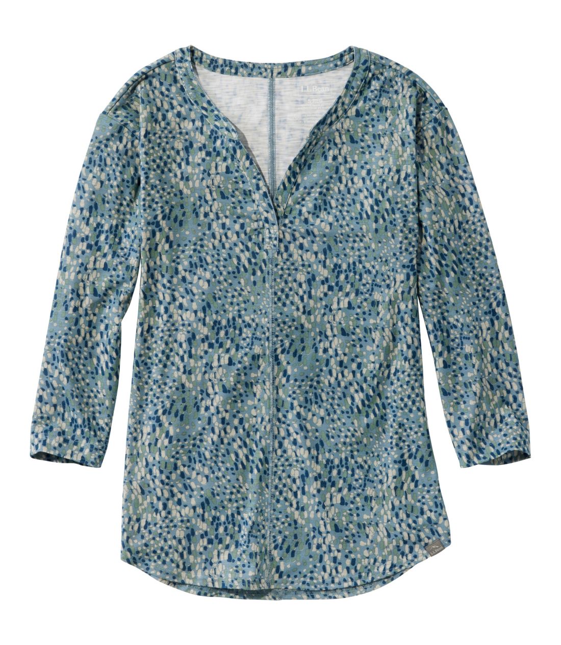 Xg[TChEeBA7䑳@XvbglbN@vg^Women's Streamside Tee, Three-Quarter-Sleeve Splitneck Print