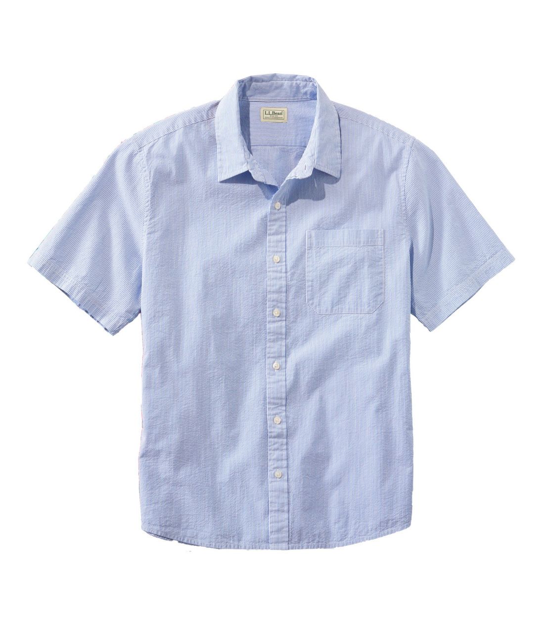 I[KjbNERbgEVATbJ[EVcA@XgCv^Men's Organic Seersucker Shirt Short Sleeve Slightly Fitted Stripe