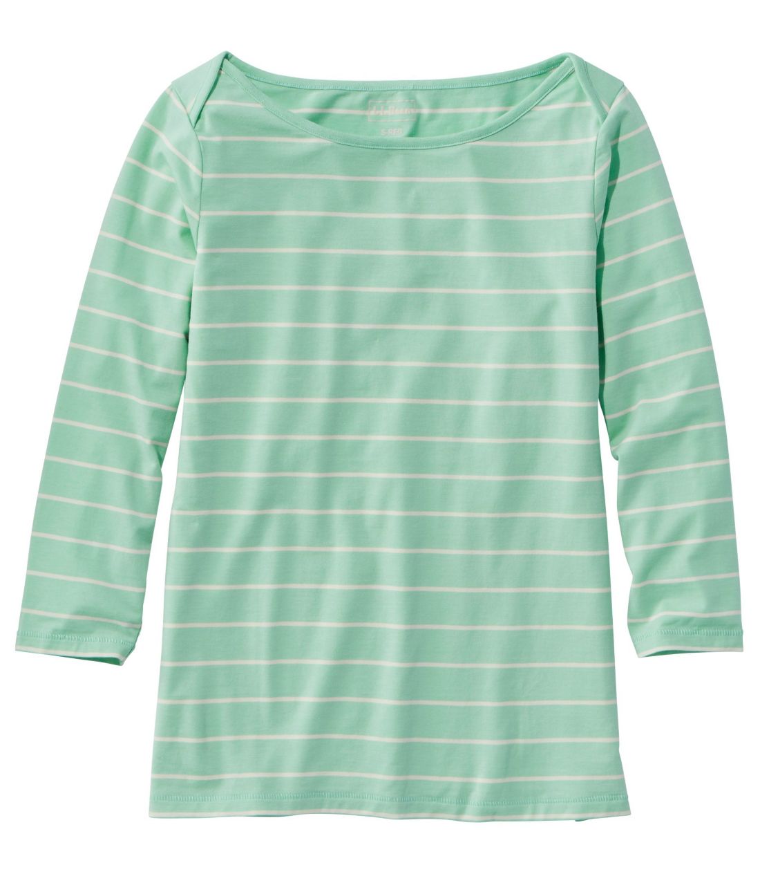 �\�t�g�E�X�g���b�`�E�X�[�s�}�E�e�B�A7���䑳�@�{�[�g�l�b�N�@�X�g���C�v�^Women's Soft Stretch Supima Tee, Three-Quarter-Sleeve Boatneck Stripe