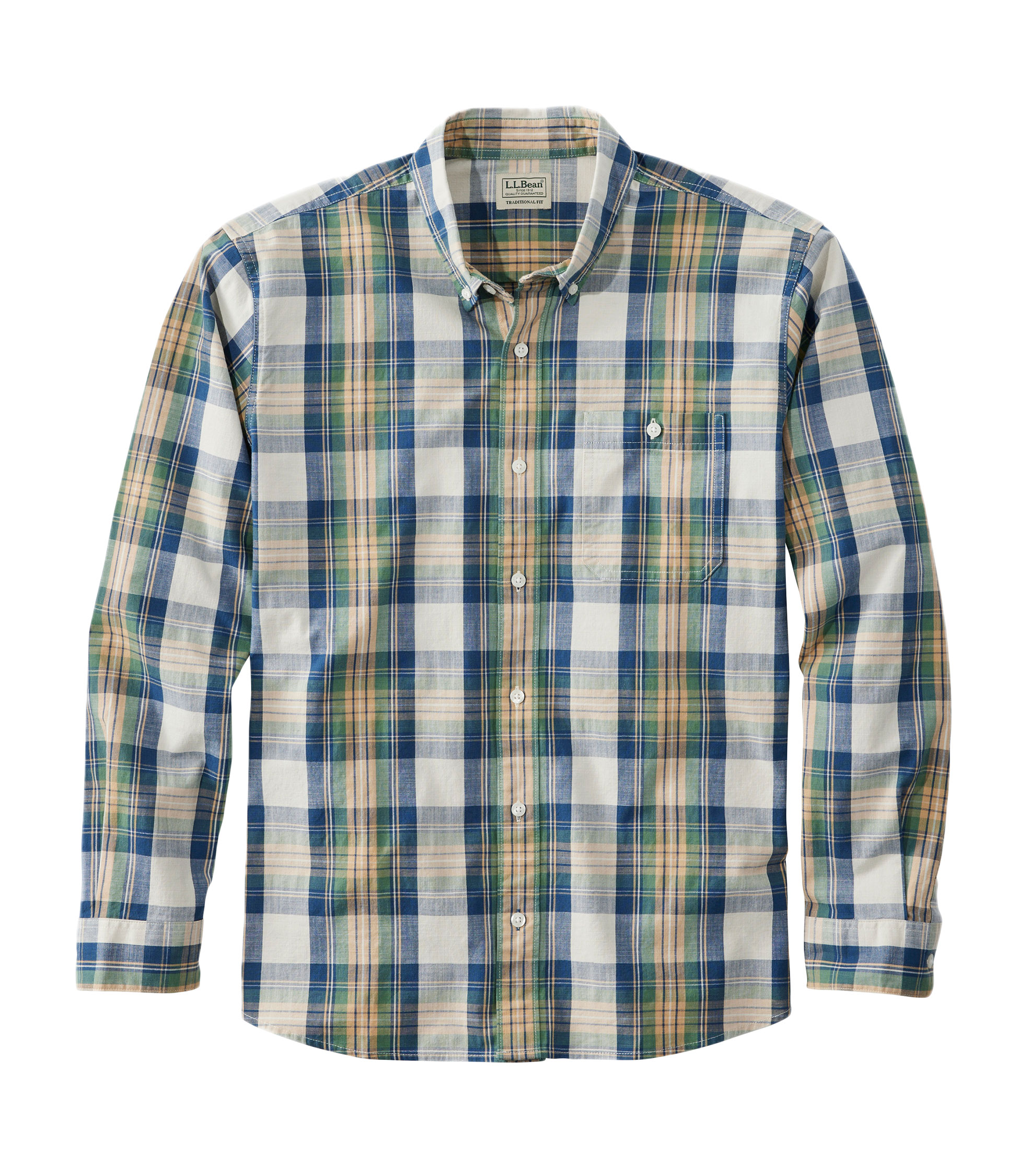 �R���t�H�[�g�E�X�g���b�`�E�V�����u���[�E�V���c�A�g���f�B�V���i���E�t�B�b�g�@�����@�v���b�h�^Men's Comfort Stretch Chambray Shirt, Traditional Untucked Fit Long-Sleeve Print