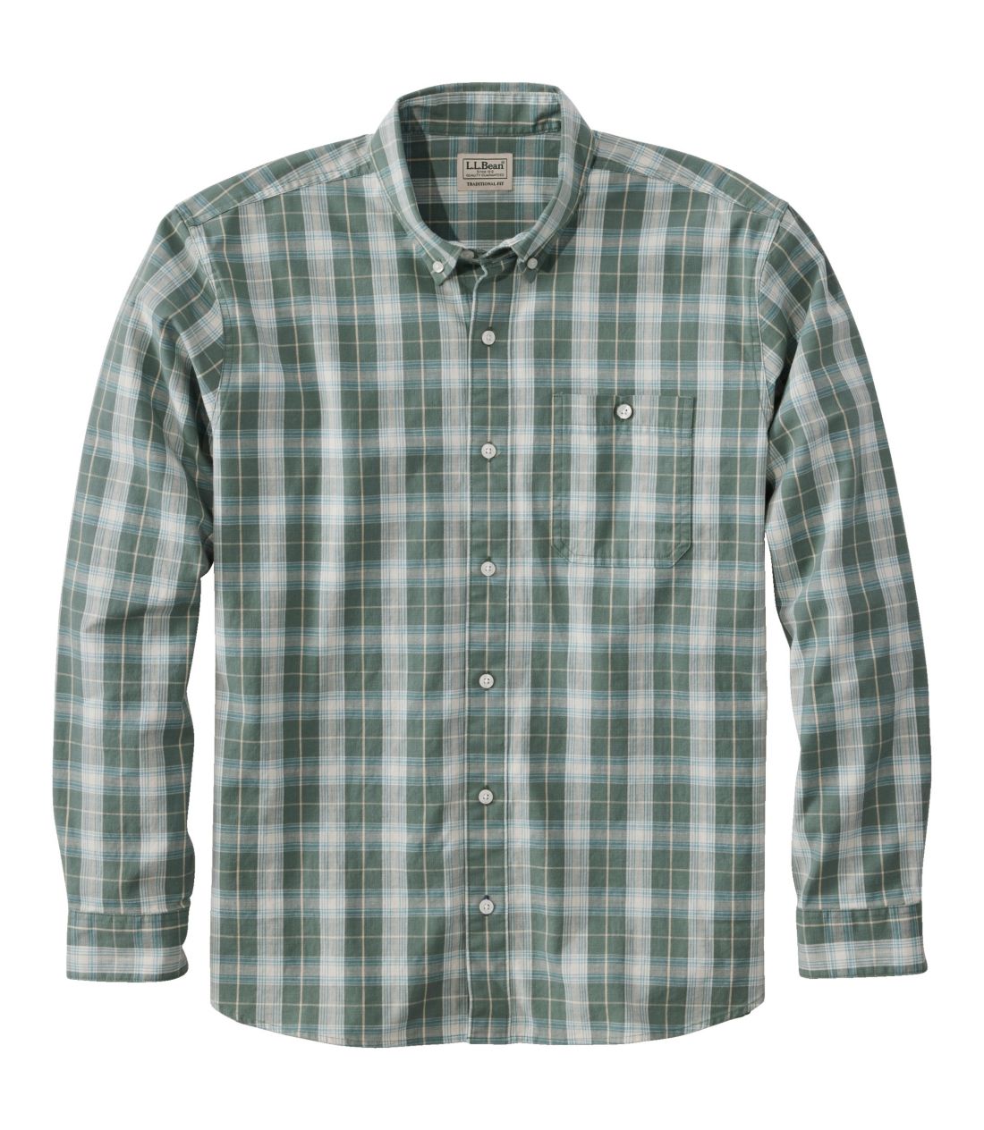 �R���t�H�[�g�E�X�g���b�`�E�V�����u���[�E�V���c�A�g���f�B�V���i���E�t�B�b�g�@�����@�v���b�h�^Men's Comfort Stretch Chambray Shirt, Traditional Untucked Fit Long-Sleeve Print