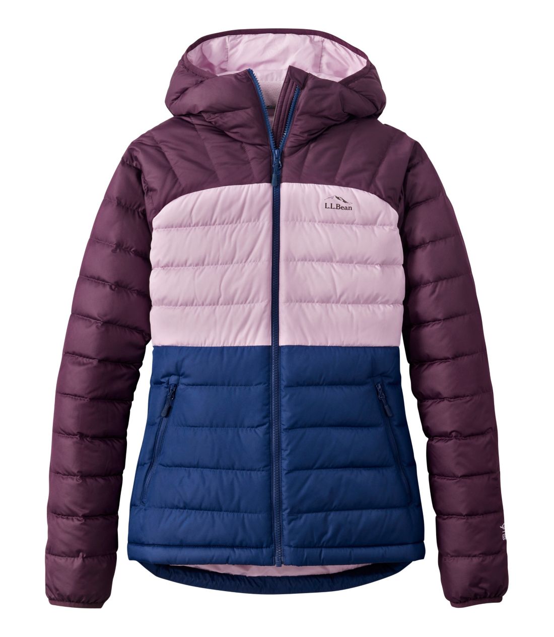 �r�[���Y�E�_�E���E�t�[�h�E�W���P�b�g�A�J���[�u���b�N�^Women's Bean's Down Hooded Jacket, Colorblock
