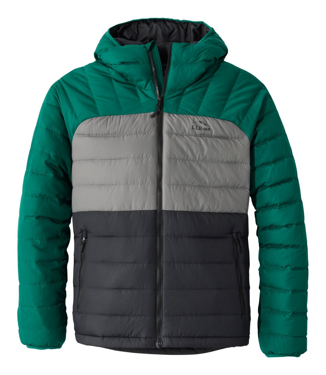 �r�[���Y�E�_�E���E�t�[�h�E�W���P�b�g�A�J���[�u���b�N�^Men's Bean's Down Hooded Jacket, Colorblock