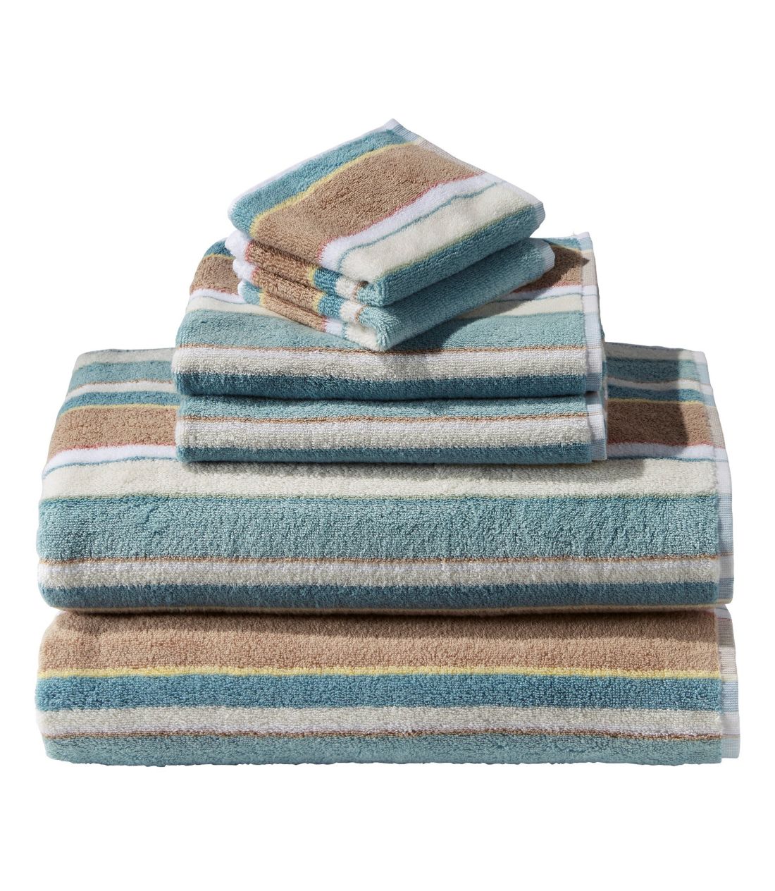 �r�[���Y�E�I�[�K�j�b�N�E�R�b�g���E�^�I���E�Z�b�g�A�X�g���C�v�^Bean's Organic Cotton Towel Set, Stripe