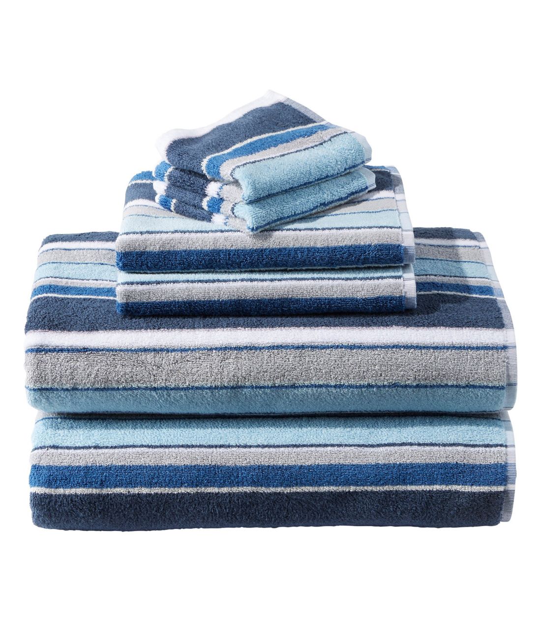 �r�[���Y�E�I�[�K�j�b�N�E�R�b�g���E�^�I���E�Z�b�g�A�X�g���C�v�^Bean's Organic Cotton Towel Set, Stripe