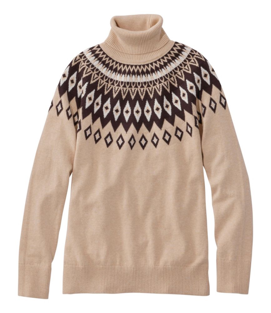 Rbg/JV~EZ[^[A^[glbN@tFAAC^Women's Cotton/Cashmere Sweater, Turtleneck Fair Isle