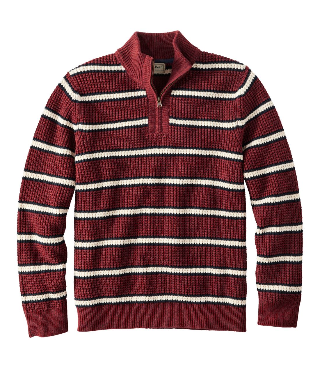 I[KjbNERbgEZ[^[ANH[^[Wbv@XgCv^Men's Organic Cotton Sweater, Quarter-Zip Stripe
