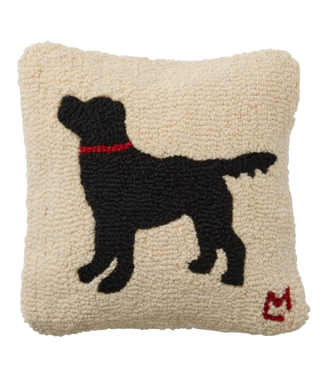 E[EtbNEX[Es[A14g x 14g ubNEhbO^Wool Hooked Throw Pillow, 14g x 14g Black Dog