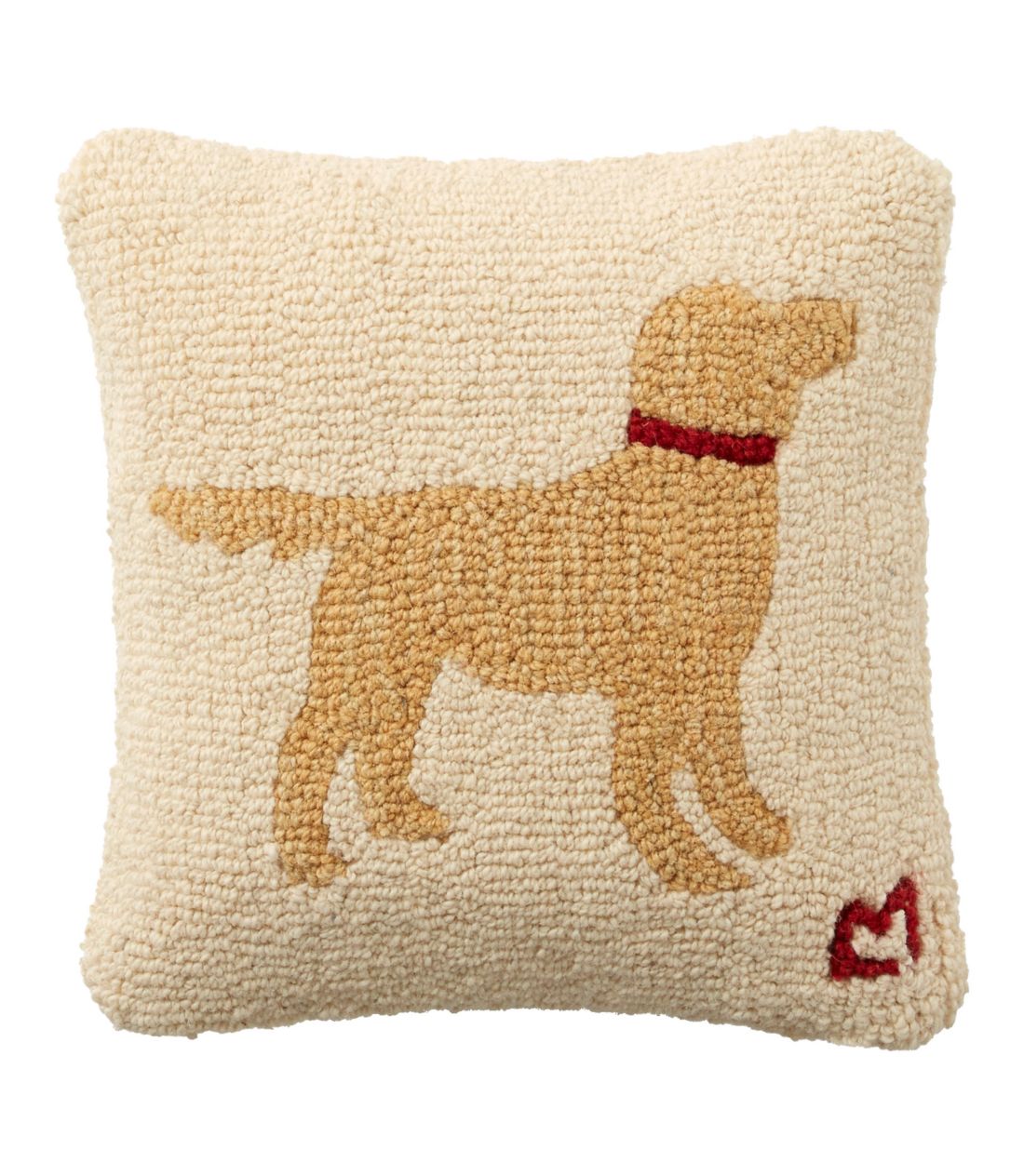E[EtbNEX[Es[A14g x 14g CG[EhbO^Wool Hooked Throw Pillow, 14g x 14g Yellow Dog