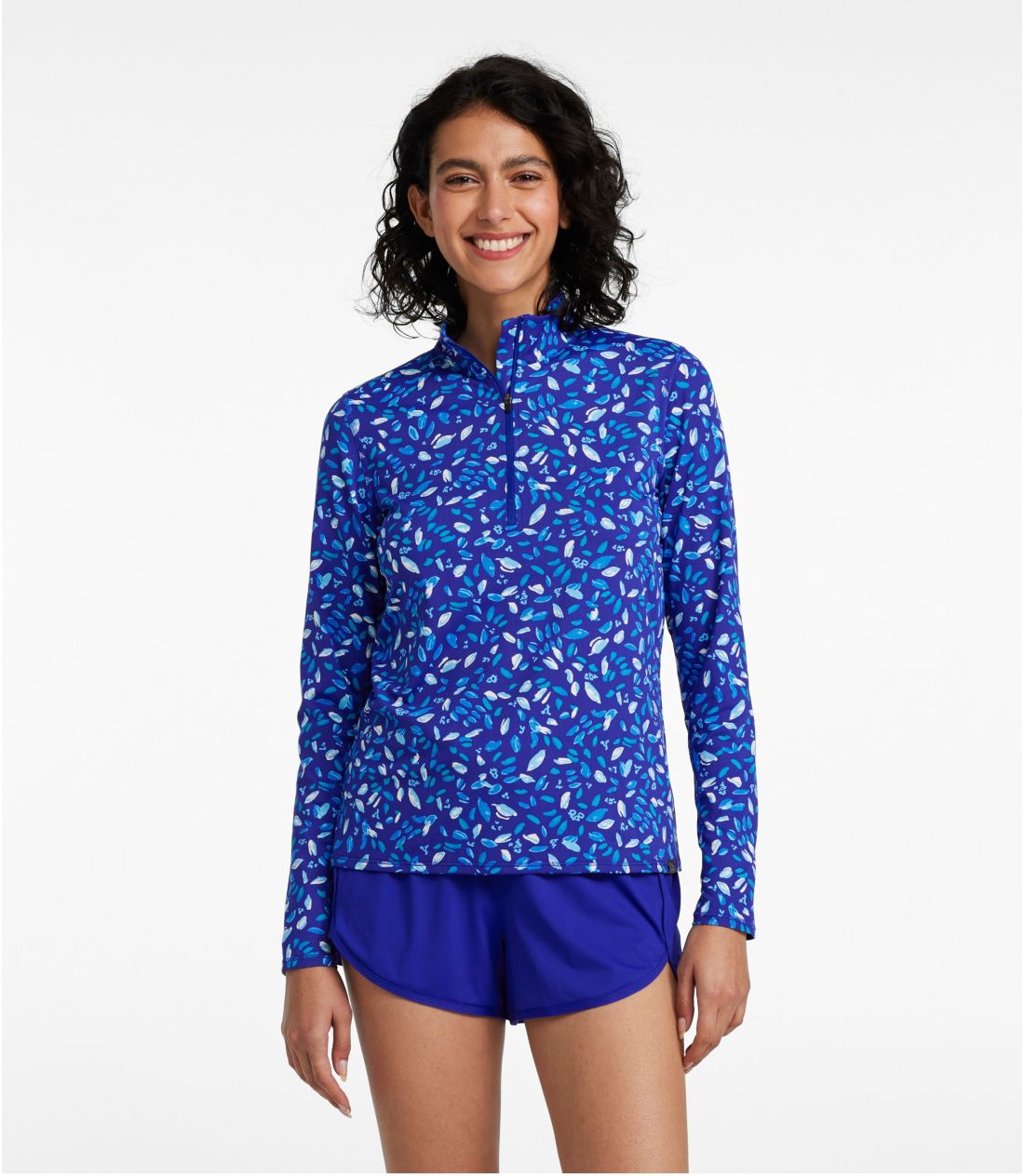 TX}[g UPF 50+ TEVcANH[^[Wbv@vg^Women's SunSmart UPF 50+ Sun Shirt, Quarter-Zip Print