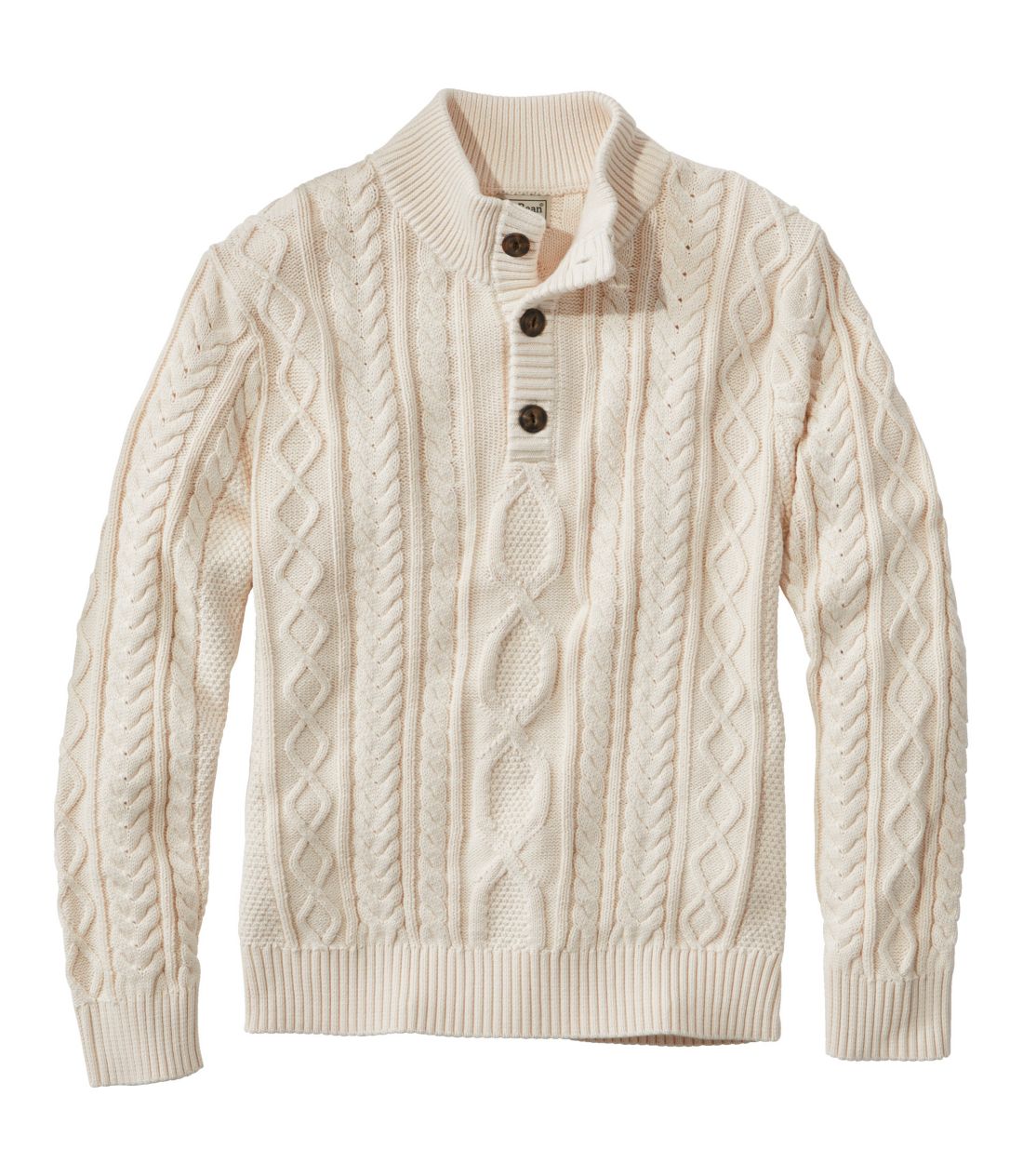 r[YEwe[WE\tgERbgEtBbV[}EZ[^[A{^bN^Men's Bean's Heritage Soft Cotton Fisherman Sweater, Button-Mock