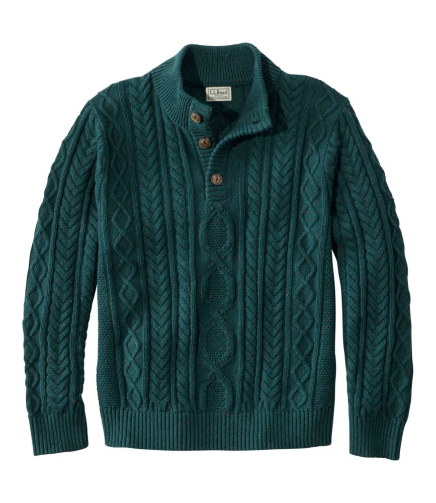r[YEwe[WE\tgERbgEtBbV[}EZ[^[A{^bN^Men's Bean's Heritage Soft Cotton Fisherman Sweater, Button-Mock