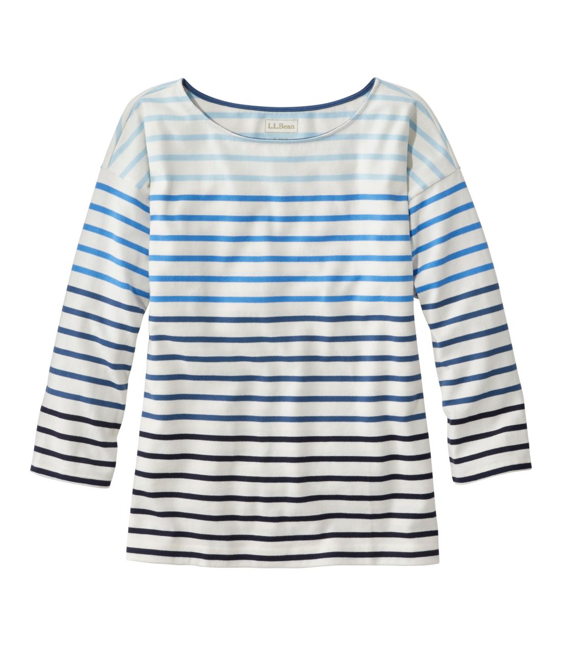 we[WE}i[EgbvA{[glbN@7䑳@XgCv^Women's Heritage Mariner Top, Boatneck Three-Quarter-Sleeve Stripe