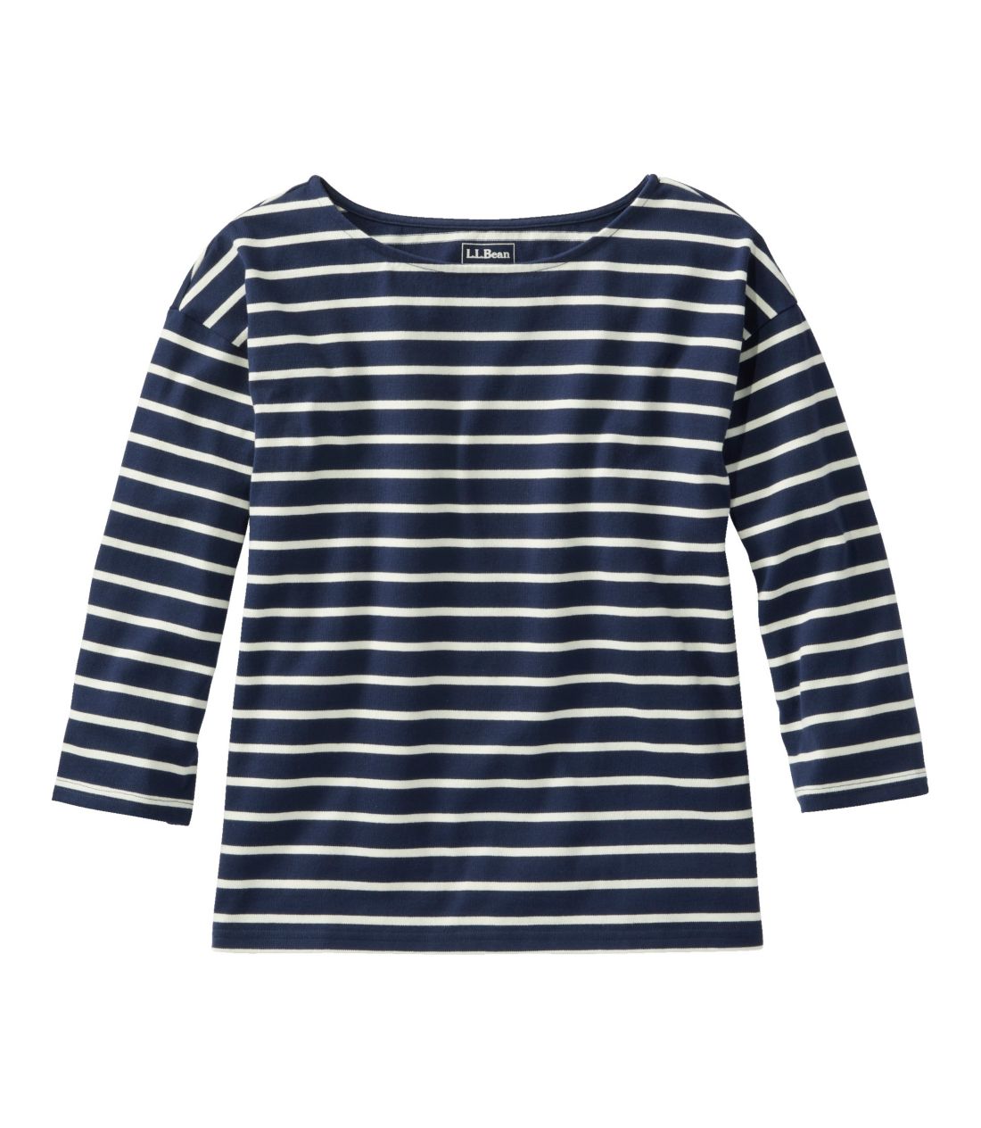 we[WE}i[EgbvA{[glbN@7䑳@XgCv^Women's Heritage Mariner Top, Boatneck Three-Quarter-Sleeve Stripe