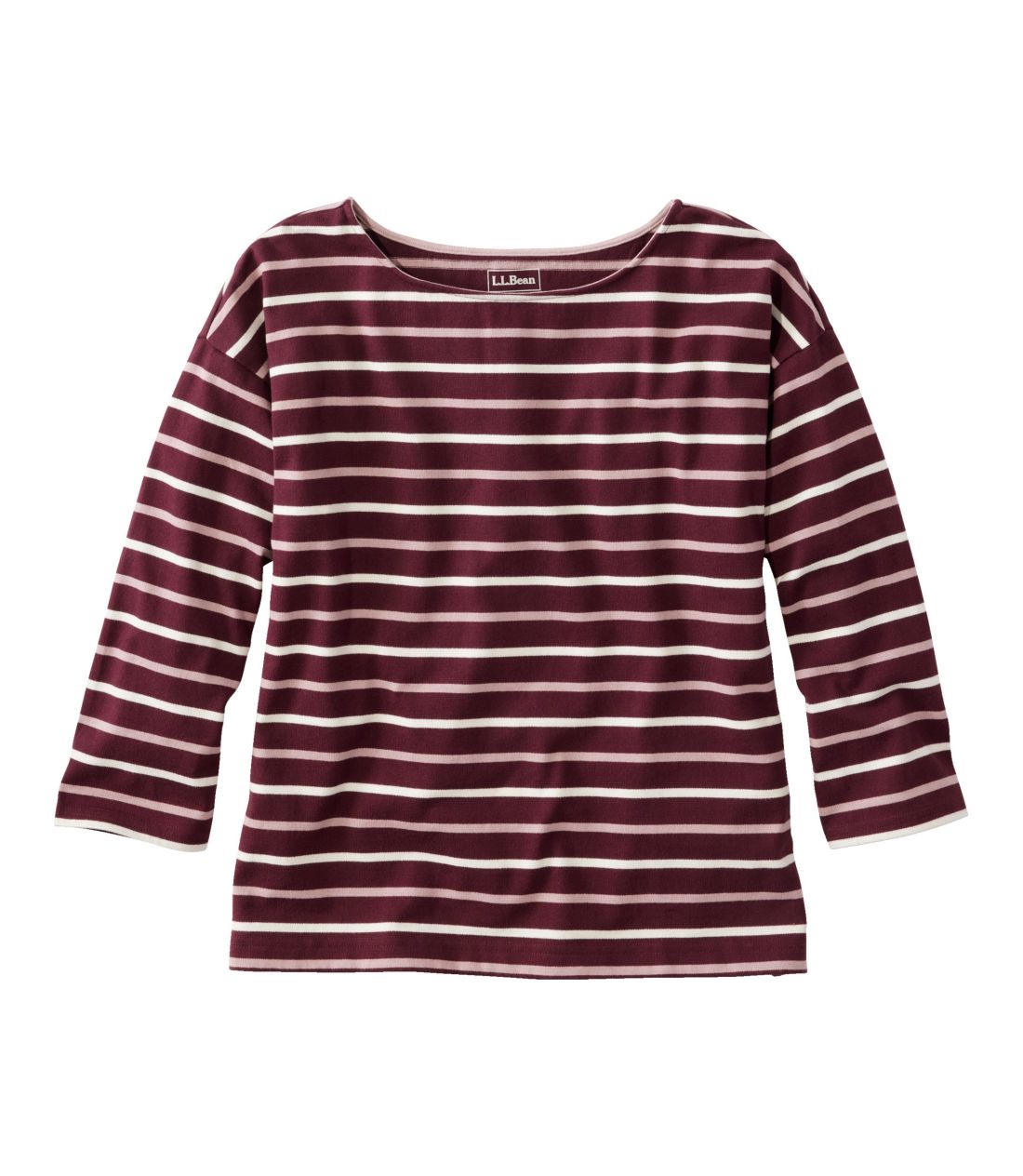 we[WE}i[EgbvA{[glbN@7䑳@XgCv^Women's Heritage Mariner Top, Boatneck Three-Quarter-Sleeve Stripe