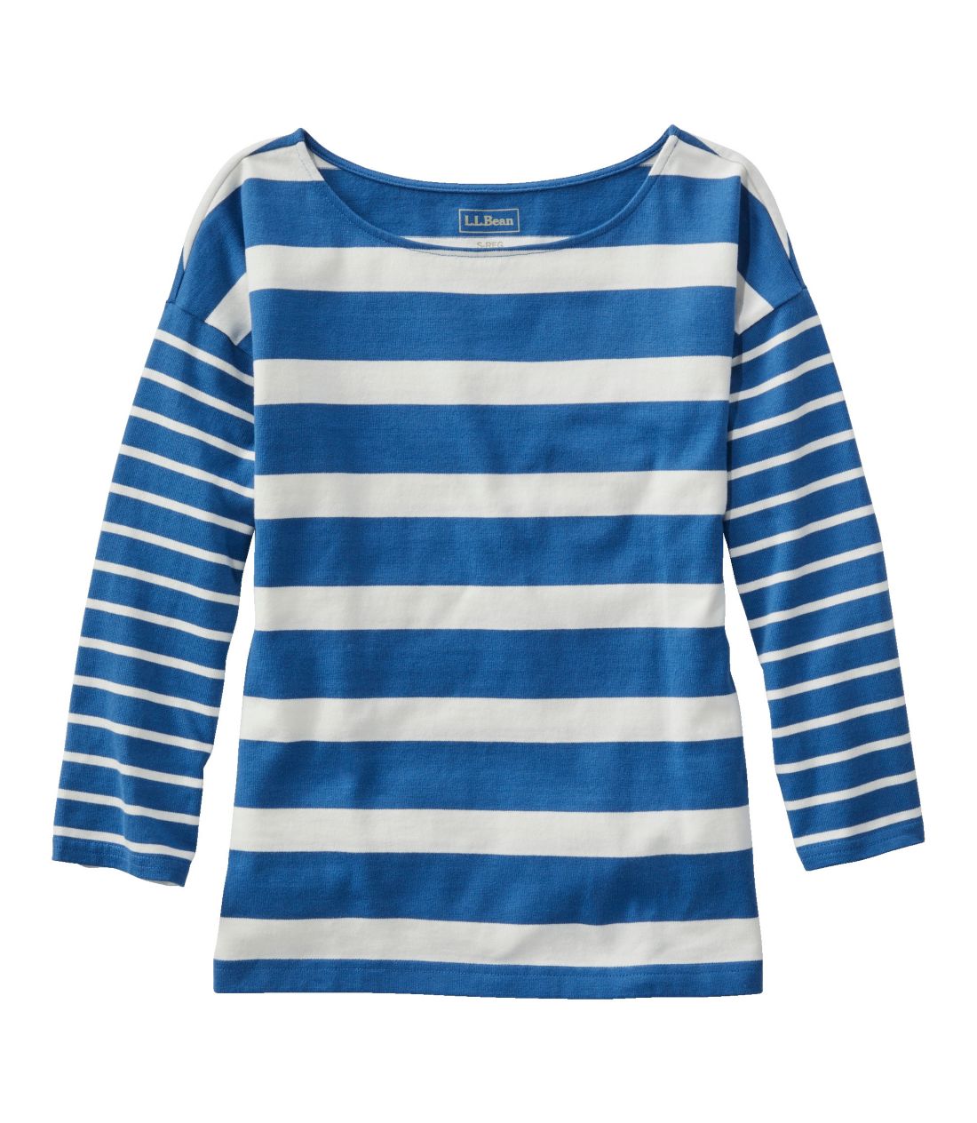we[WE}i[EgbvA{[glbN@7䑳@ubNXgCv^Women's Heritage Mariner Top, Boatneck Three-Quarter-Sleeve Blocked Stripe