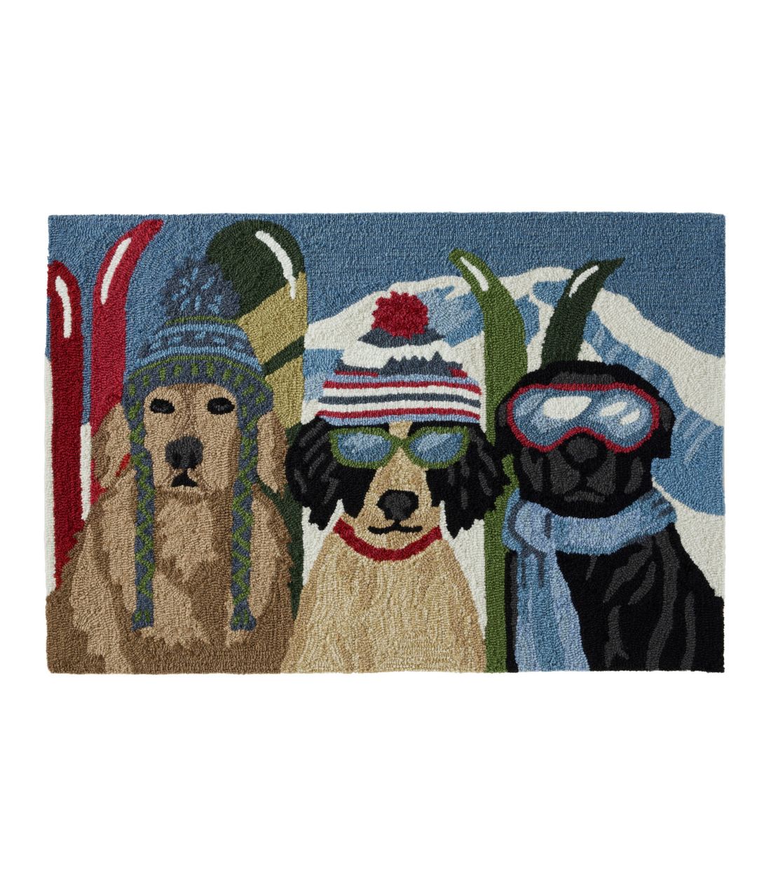 ChAEAEghAEoP[VhEOAhbOEXL[CO^Indoor/Outdoor Vacationland Rug, Dogs Skiing