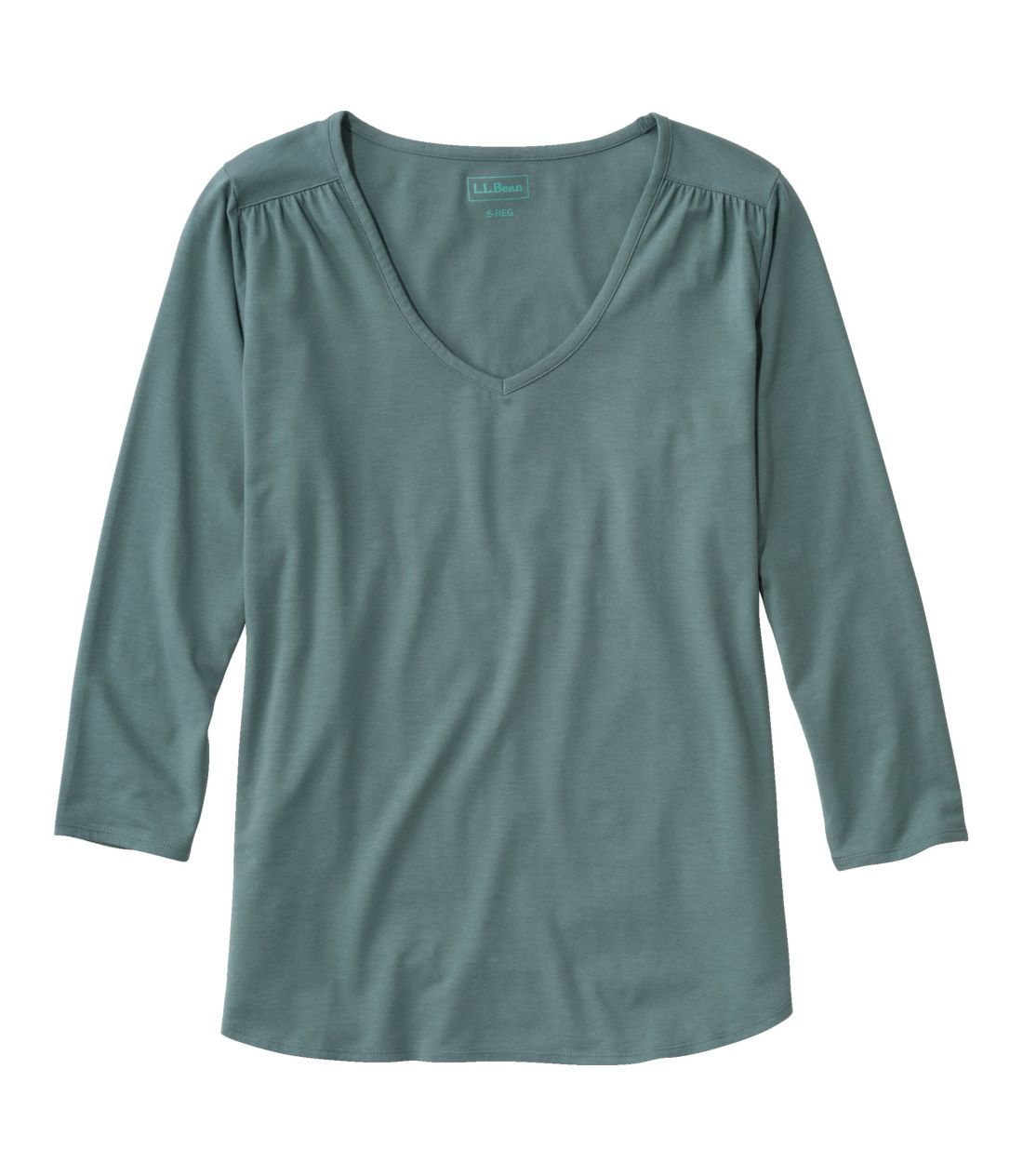 �\�t�g�E�X�g���b�`�E�X�[�s�}�u�����h�E�e�B�A7���䑳�@V�l�b�N�^Women's Soft Stretch Supima-Blend Tee, Three-Quarter-Sleeve V-Neck