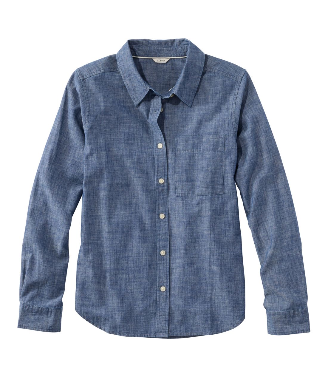 �G�b�Z���V�����E�R�b�g���E�V���c�A�V�����u���[�@�����^Women's Essential Cotton Shirt, Chambray Long Sleeve