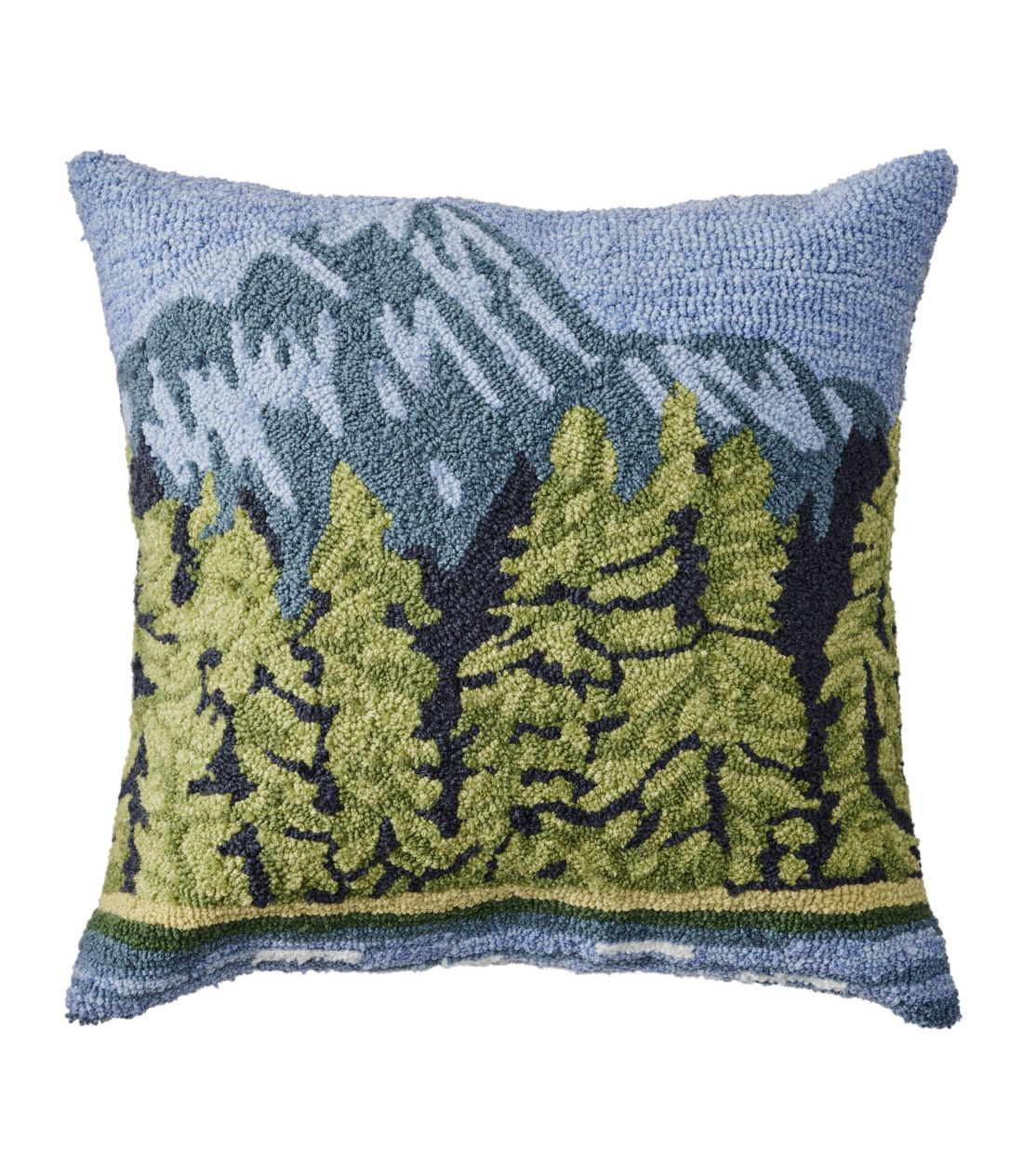ChA/AEghAEtbNEs[ACNTChE}EeEV[^Indoor/Outdoor Hooked Pillow, Lakeside Mountain Scene