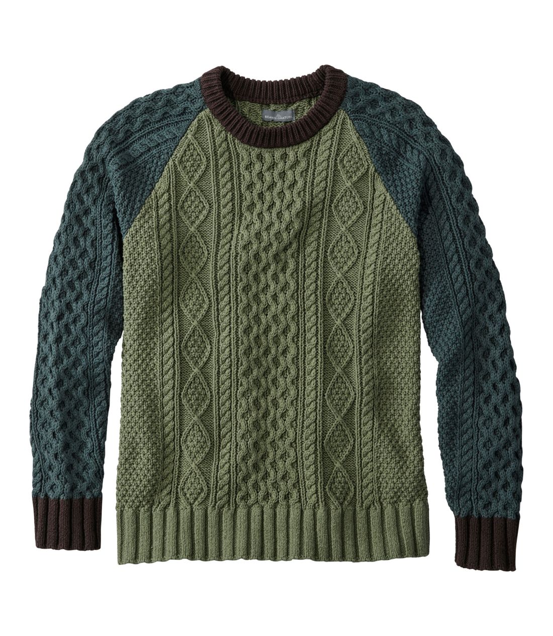 VOl`[ERbgEtBbV[}EZ[^[AN[lbN@J[ubN^Men's Signature Cotton Fisherman Sweater, Crewneck Colorblock