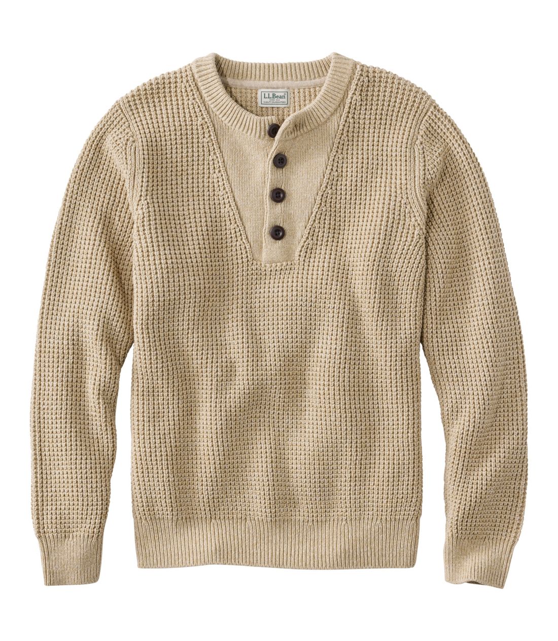 GEGEr[EI[KjbNERbgEbtEZ[^[Aw[^Men's L.L.Bean Organic Cotton Waffle Sweater, Henley