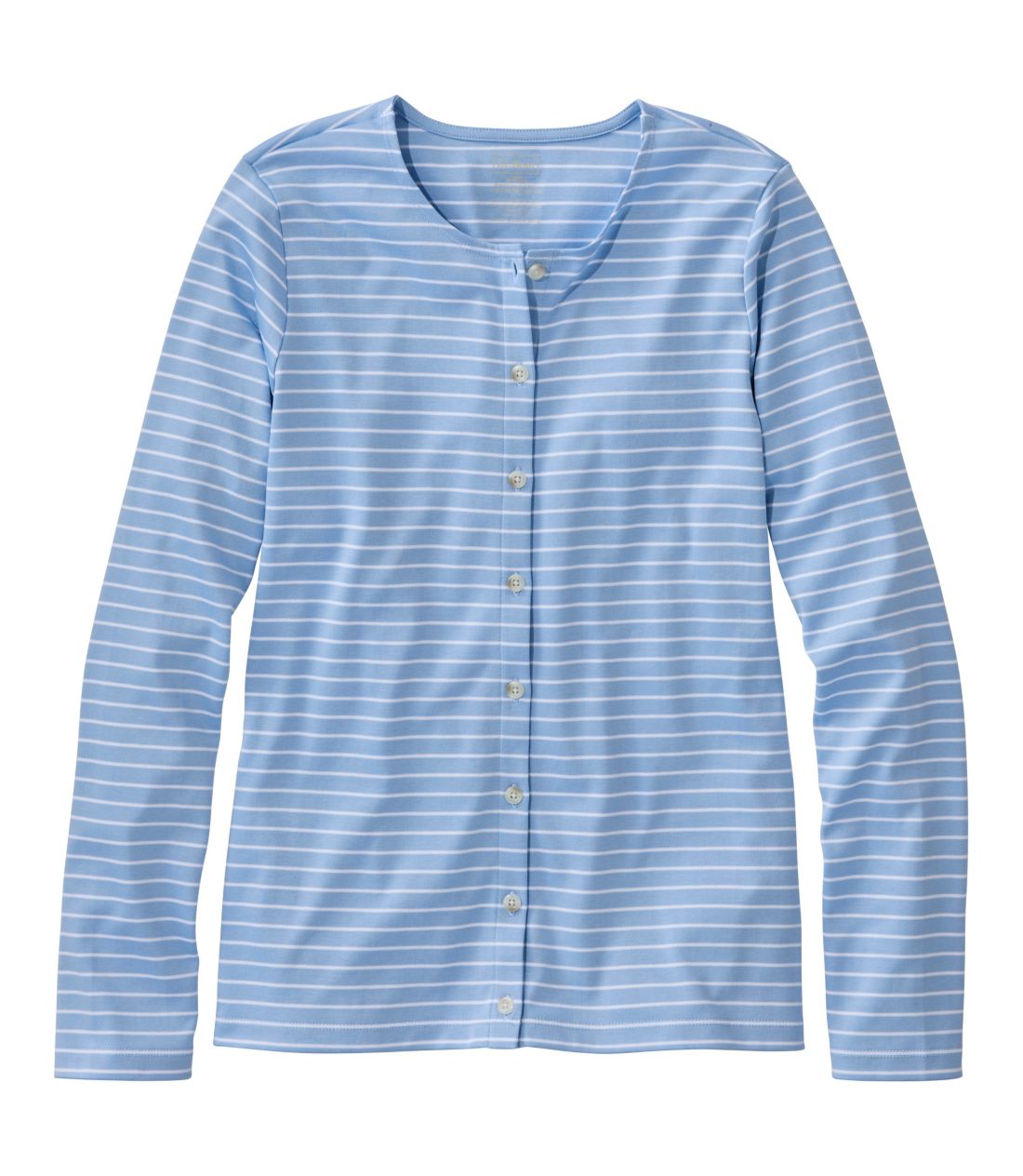 �s�}�E�R�b�g���E�e�B�A�����@�N���[�l�b�N�@�J�[�f�B�K���@�X�g���C�v�^Women's Pima Cotton Tee, Long-Sleeve Crewneck Cardigan Stripe