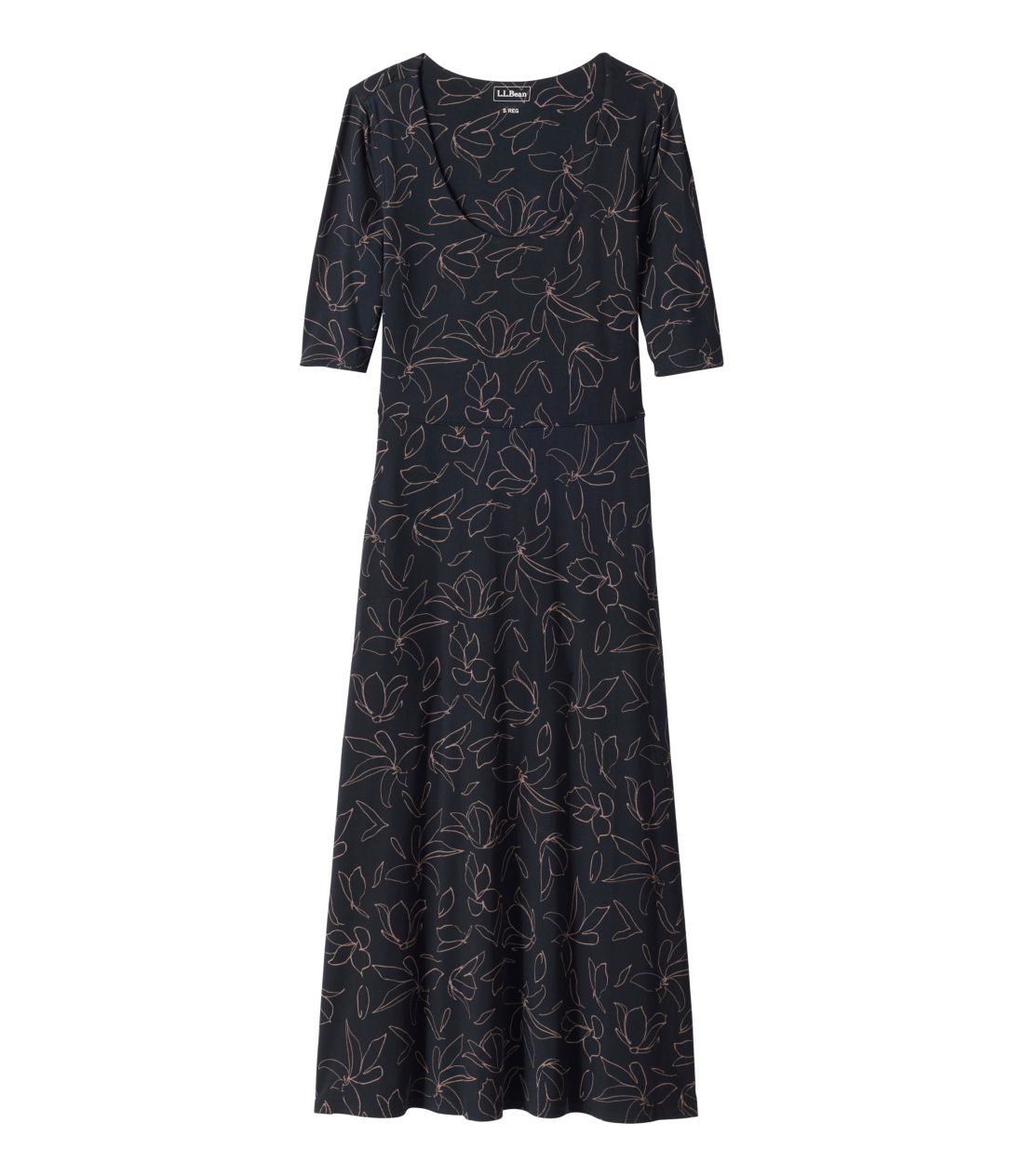 �T�}�[�E�j�b�g�E�h���X�A7���䑳�@�X�N�[�v�l�b�N�@�v�����g�^Women's Summer Knit Dress, Three-Quarter-Sleeve Scoopneck Print