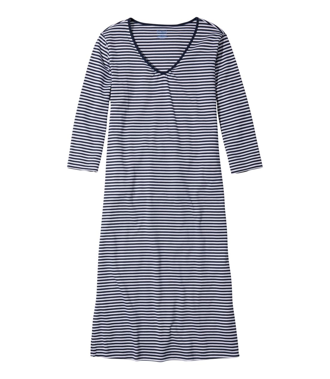 �X�[�s�}�E�i�C�g�K�E���A7���䑳�@V�l�b�N�@�X�g���C�v�^Women's Supima Nightgown, Three-Quarter-Sleeve V-Neck Stripe