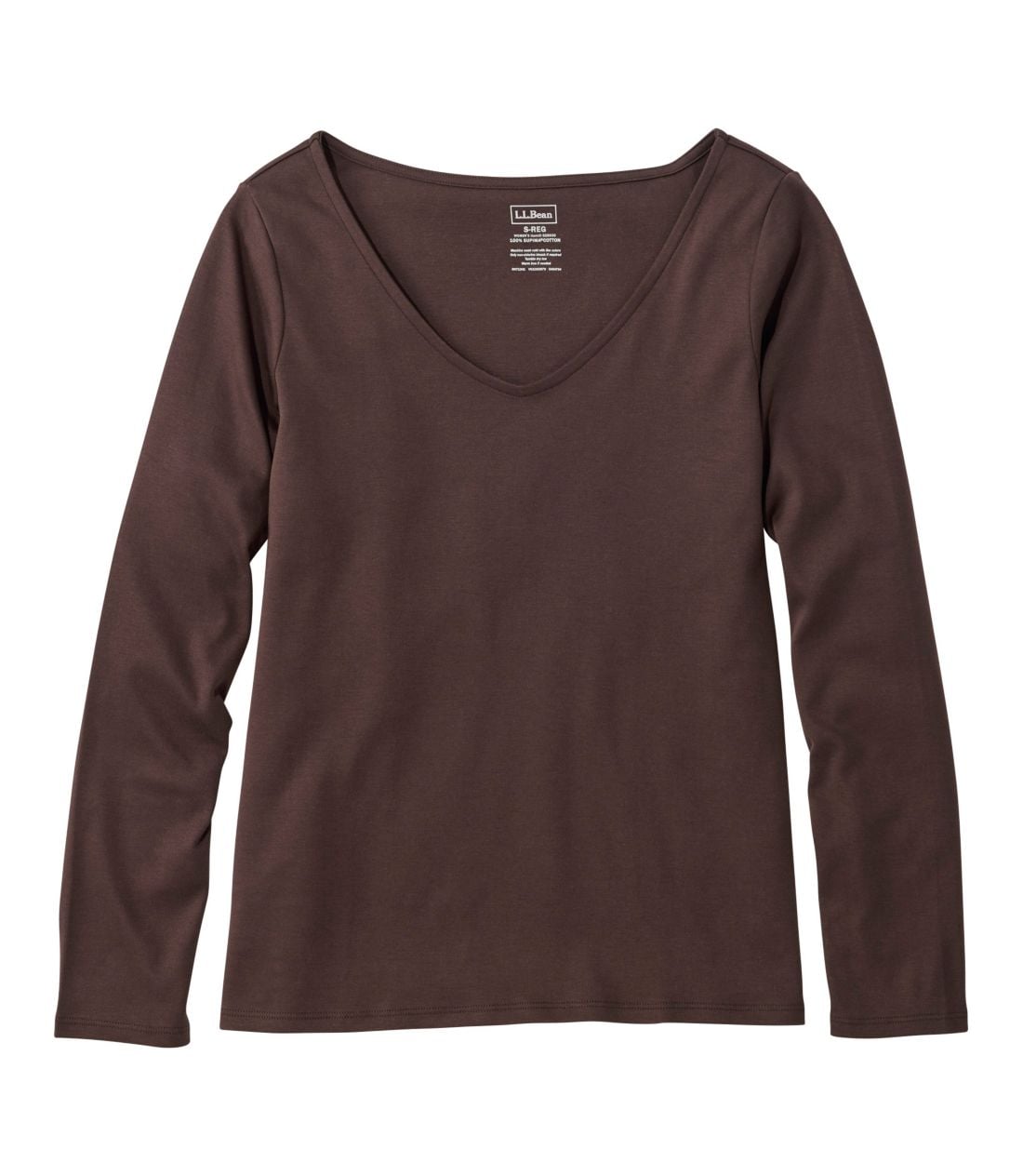 �s�}�E�R�b�g���E�e�B�A�����@�I�[�v��V�l�b�N�^Women's Pima Cotton Tee, Long-Sleeve Open V-Neck